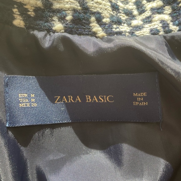 Zara Houndstooth Navy Wool Blend Coat - Picture 13 of 14